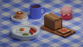 3D Breakfast render